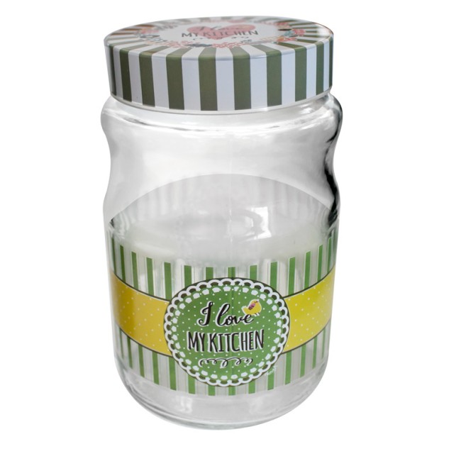 Стъклен буркан  CANDY 1.7л с три различни декори M-331076 - Horecano