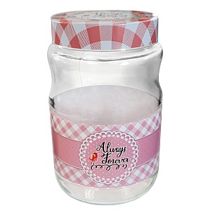 Стъклен буркан  CANDY 1.7л с три различни декори M-331076 - Horecano
