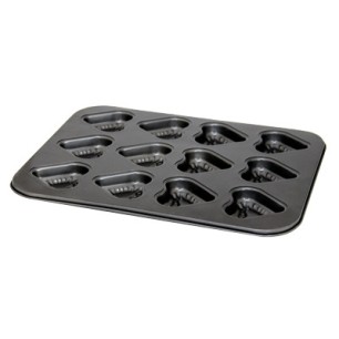 Метална форма  за мъфини сърце 26.5х35х3см 12 бр.BAKERY- (0193633) - Horecano