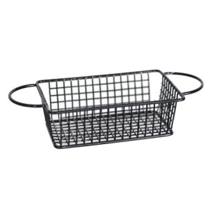 Метална кошничка  за сервиране с две дръжки 16x10.5x5см черна  HORECANO-(HC-981486)