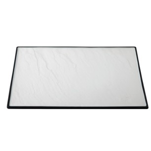 Порцеланова чиния правоъгълна  с матов черен ръб 40x26см HORECANO-BUFFET-(F2939BY-15.75W)