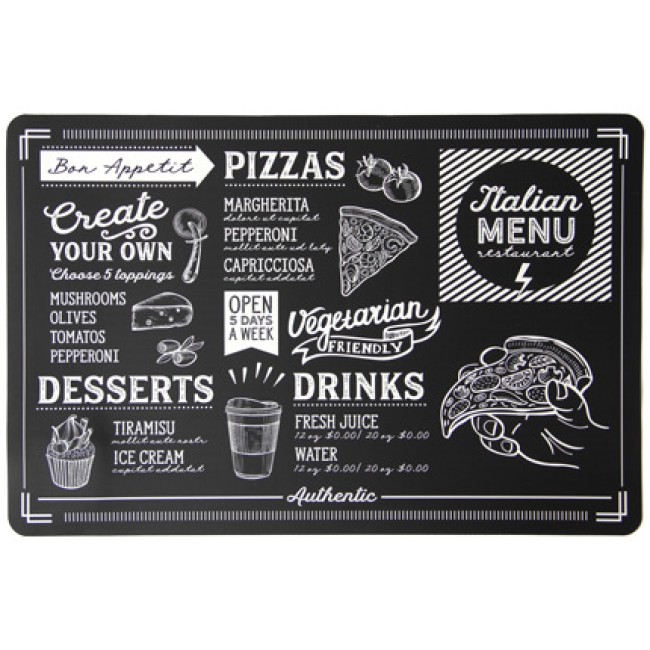Полипропиленова подложка  за хранене CHALKBOARD PIZZA MENU 43,5x28,5см HORECANO-(PPCO-27180)
