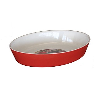 Керамична тава овал 39x26,5xh7,5см червено/бяло   CERUTIL-(PO383) (M)