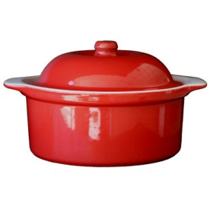 Керамична касерола  с капак 3л 26xh11см червено/бяло   CERUTIL-(R0292/TR292)