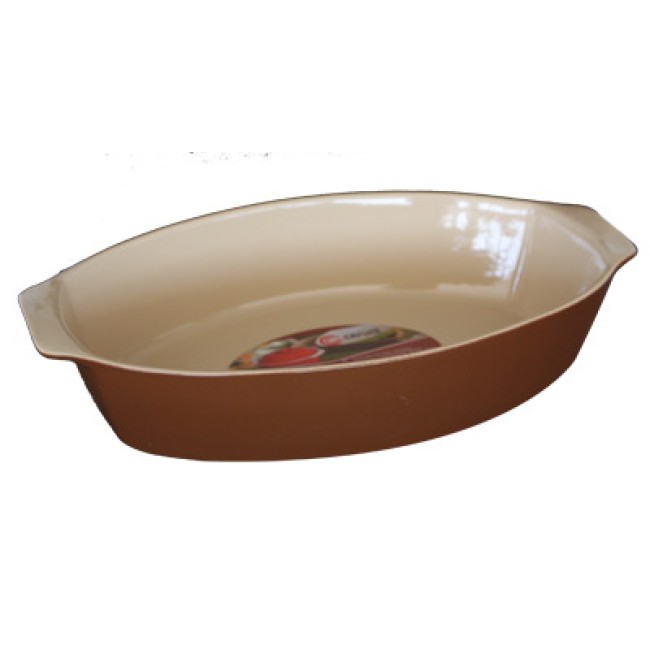 Керамична тава  овал с дръжки 28x17,5xh7см табако/крем  CERUTIL-(P0833)