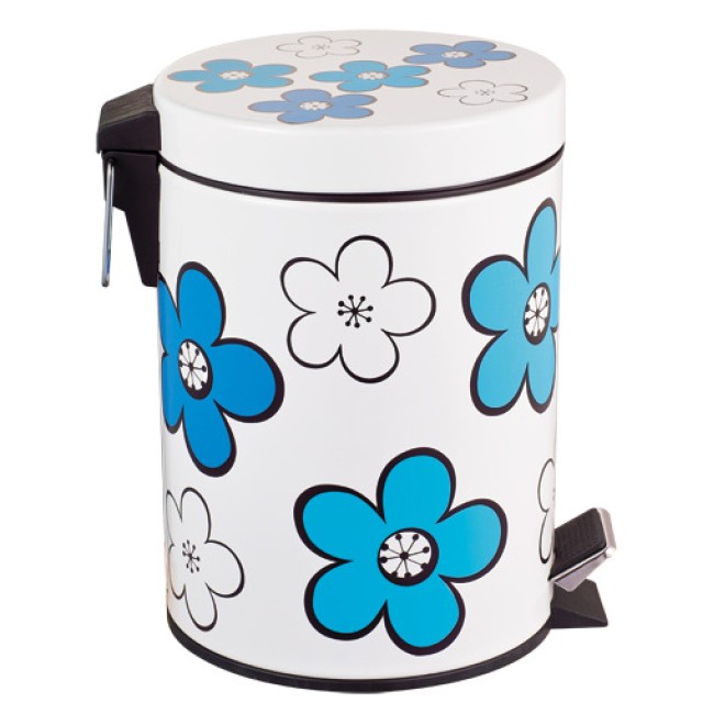 Кош с педал 5л  FLOWER син  G-(11265-B) - Horecano