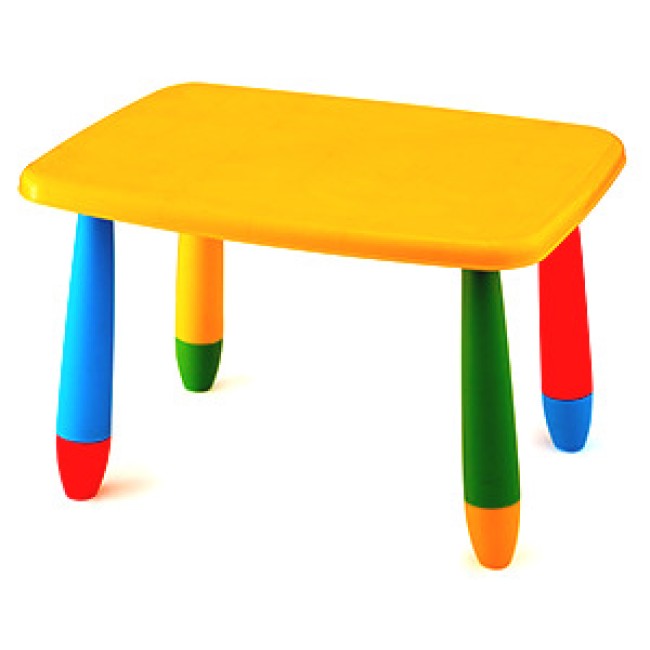Пластмасова детска маса правоъгълна 72,5x57см жълта KIDS-(LXZ-102) - Horecano
