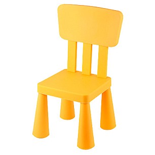 Пластмасово детско столче с облегалка жълто KIDS-(LXY-202) - Horecano