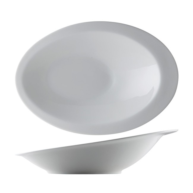 Порцеланово плато овално скосено 33x23xh9.5см  HORECANO-BUFFET-(F1852-13)