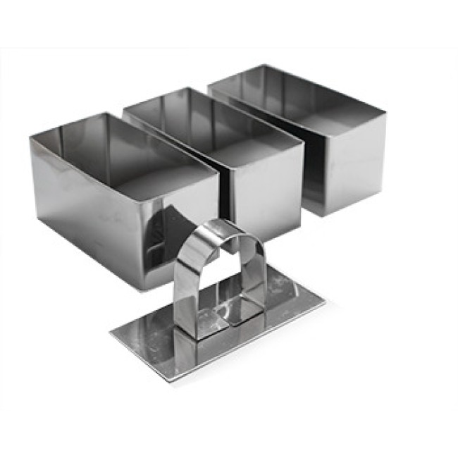 Иноксови форми правоъгълни 3-ка малки 8x4x4см HORECANO-(RB-BX07 / 2741-7713) (M)