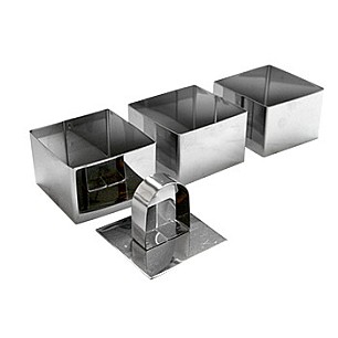 Иноксови форми квадратни 3-ка малки 6x6x4см HORECANO-(PS389-1 / 2741-7711) 
