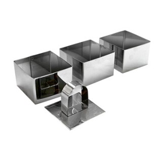 Иноксови форми квадратни 3-ка малки 6x6x4см HORECANO-(PS389-1 / 2741-7711) 