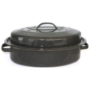 Емайлирана тава овална с дръжки и капак 42xh9см РЯ-(0241+0241C/42) - Horecano
