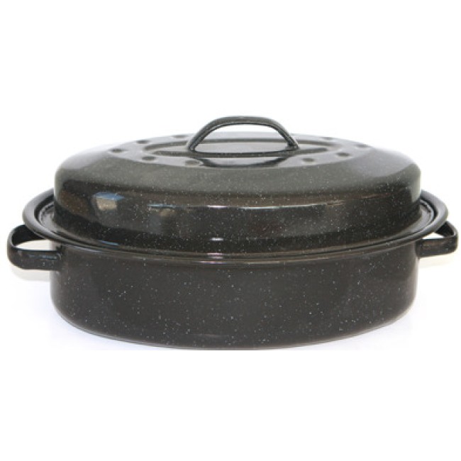 Емайлирана тава овална с дръжки и капак 34xh7,5см РЯ-(0241+0241C/34) - Horecano