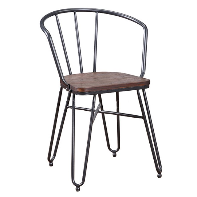 Стол с подлакътник 49x51,5x75см метал/дърво ANTIQUE-INDUSTRIAL-(M824KD) - Horecano