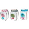 Стъклен буркан квадратен CANDY 1,5л с три различни декора M-331069 - Horecano
