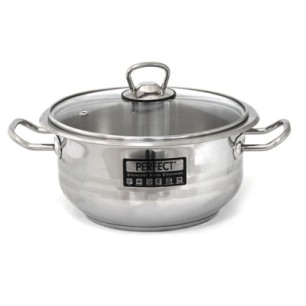 Иноксова тенджера със стъклен капак 24x14см 6л HR-PERFECT GASTRO-(4TTCKK0624008) - Hascevher