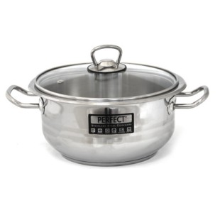 Иноксова тенджера със стъклен капак 24x14см 6л HR-PERFECT GASTRO-(4TTCKK0624008) - Hascevher