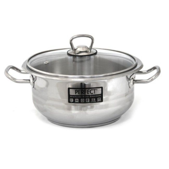Иноксова тенджера със стъклен капак 24x14см 6л HR-PERFECT GASTRO-(4TTCKK0624008) - Hascevher
