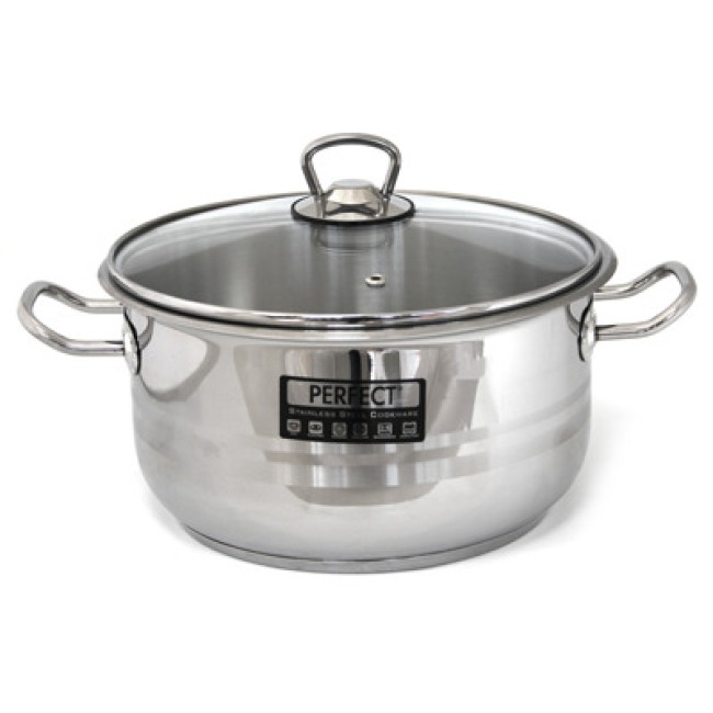 Иноксова тенджера със стъклен капак 26x16см 8л HR-PERFECT GASTRO-(4TTCKK0826009) - Hascevher