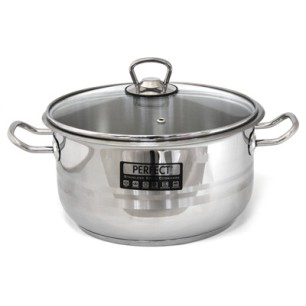Иноксова тенджера със стъклен капак 28x18см 10.5л HR-PERFECT GASTRO-(4TTCKK1128006) - Hascevher