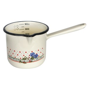 Емайлирано джезве 12см 1л с декор BLUE FLOWERS - 66/12 РЯ-(102-1697) - Horecano