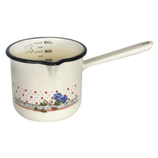 Емайлирано джезве 12см 1л с декор BLUE FLOWERS - 66/12 РЯ-(102-1697) - Horecano