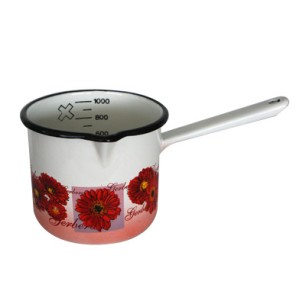 Емайлирано джезве 12см 1л с декор GERBERA - 66/12 РЯ-(1-905/1856) - Horecano