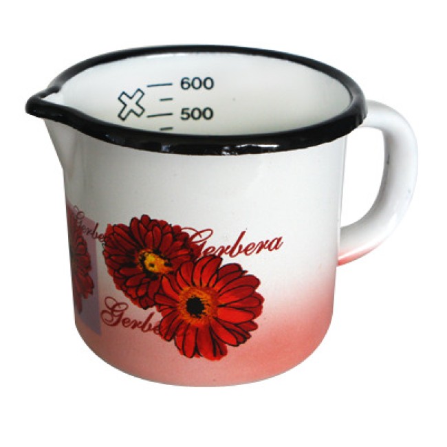 Емайлирано канче 10см 600мл с декор GERBERA - 4/10 РЯ-(1-905/1856) - Horecano