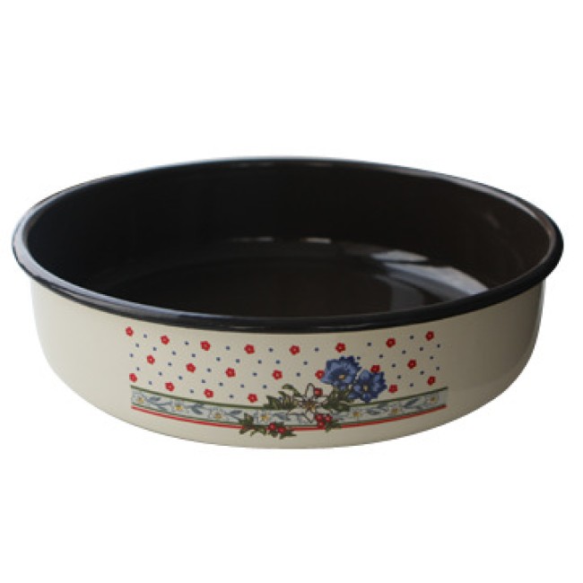 Емайлирана тава кръгла ф32см с декор BLUE FLOWERS - 442HF/32 РЯ-(102-1697) - Horecano