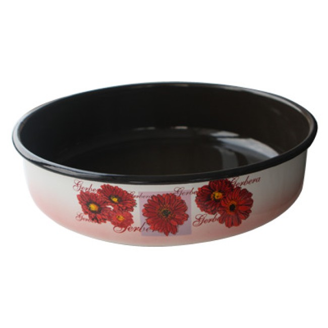Емайлирана тава кръгла ф36см с декор GERBERA - 442HF/36 РЯ-(27-905/1856) - Horecano