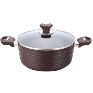 Тенджера 28см с керамично мраморно покритие кафява ЕКО-(HX-C7PC28DB) - Horecano