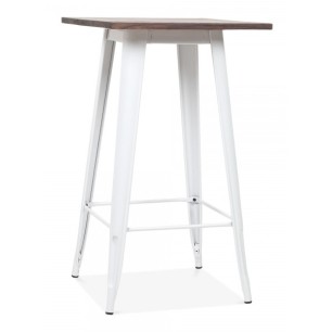 Квадратна бар маса 60x60x105см метал/дърво ANTIQUE-RETRO WHITE-(A-M6060105-W) - Horecano