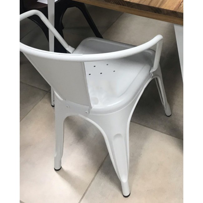 Метален стол 48x51x74см с подлакътник ANTIQUE-RETRO WHITE-(818D-KD-W) - Horecano