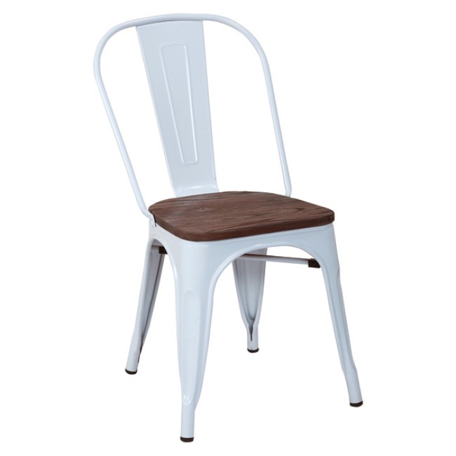 Стол 51x44x84см метал/дърво ANTIQUE-RETRO WHITE-(M818C-KD-W) - Horecano