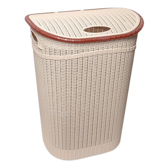 Пластмасов кош за пране с капак 52л бежов ИП-(LA-150) - Irak Plastik