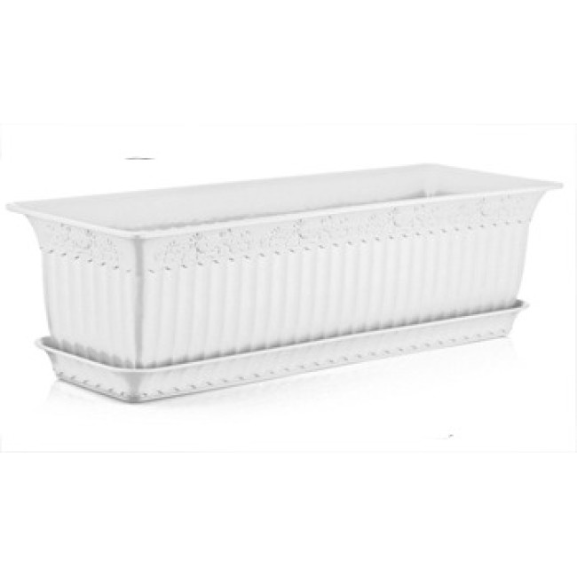 Пластмасова саксия АНТИК бяла 60x20x17см 13л ИП-(АВ-200) - Irak Plastik