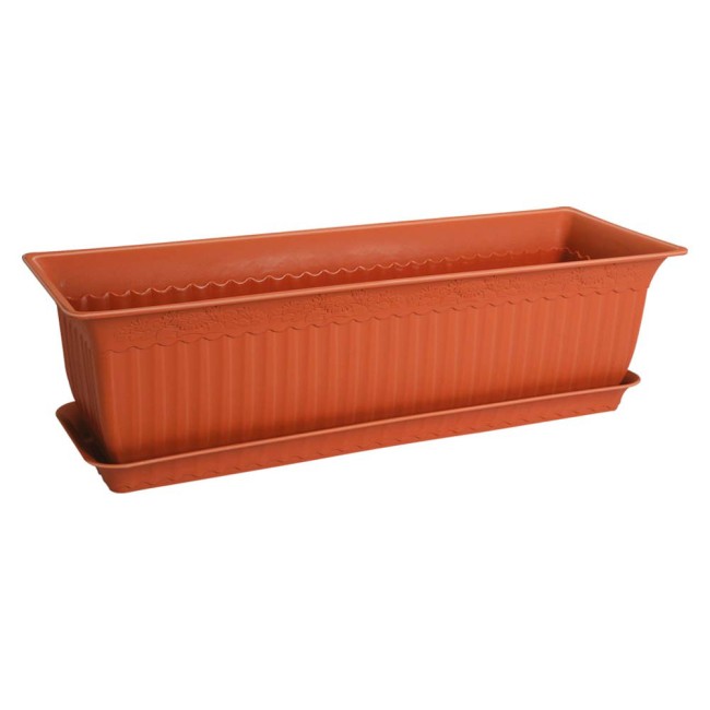 Пластмасова саксия АНТИК кафява 60x20x17см 13л ИП-(АВ-200) - Irak Plastik
