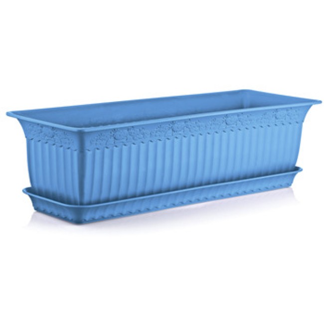 Пластмасова саксия АНТИК синя 60x20x17см 13л ИП-(АВ-200) - Irak Plastik