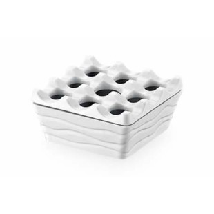 Меламинов пепелник ветроустойчив квадратен с капак 9x9x4.5см бял KN-(1600) - Kulsan 