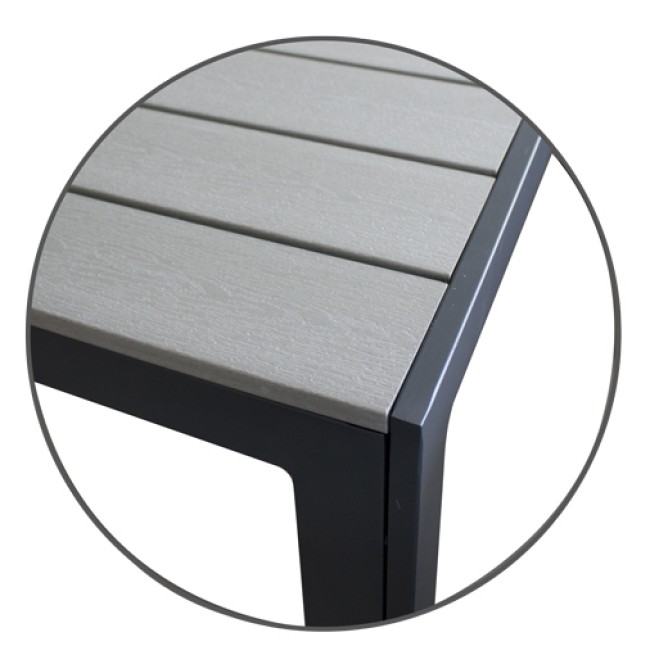 Маса правоъгълна - PVC 150x90x74см сива PLASTICWOOD GREY-(HYT-0158GREY) - Horecano