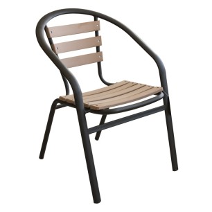 Стол с подлакътник 52x56x73см PLASTIC WOOD NATURAL - (604) - Horecano