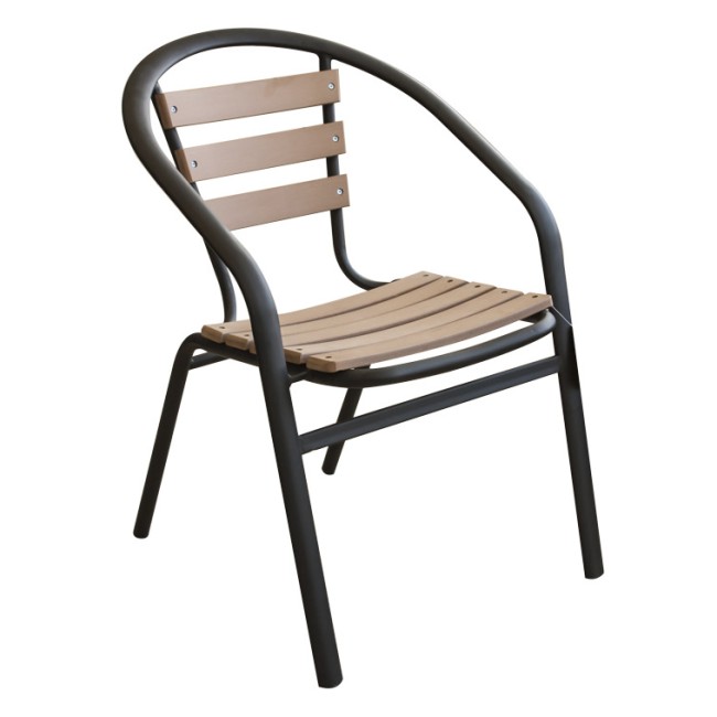 Стол с подлакътник 52x56x73см PLASTIC WOOD NATURAL - (604) - Horecano