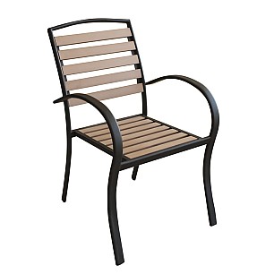 Стол с подлакътник 56x60x88см PLASTIC WOOD NATURAL - (611) - Horecano