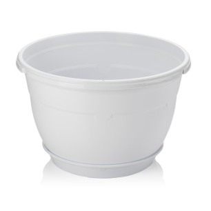 Пластмасова висяща саксия + кука 1,7л ф18xh10см бяла SERINOVA-(SM01 - 01001) 