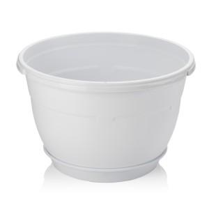 Пластмасова висяща саксия + кука 1,7л ф18xh10см бяла SERINOVA-(SM01 - 01001) 