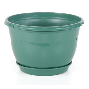 Пластмасова висяща саксия + кука 1,7л ф18xh10см зелена SERINOVA-(SM01 - 18008) 