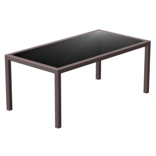 Маса - ратан със стъклен плот 180x94x75см TAHITI кафява SI-(880-1) - Siesta 