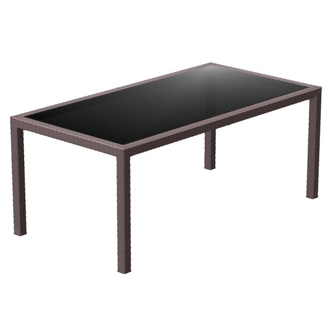Маса - ратан със стъклен плот 180x94x75см TAHITI кафява SI-(880-1) - Siesta 