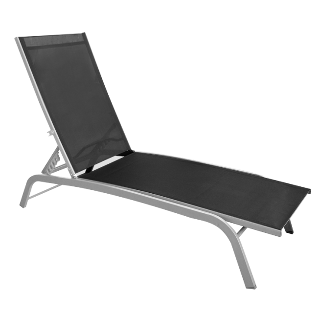 Метален 5-позиционен шезлонг СИВ текстилен и бяла рамка 188x58x30cm (EL-L1016S-GREY)